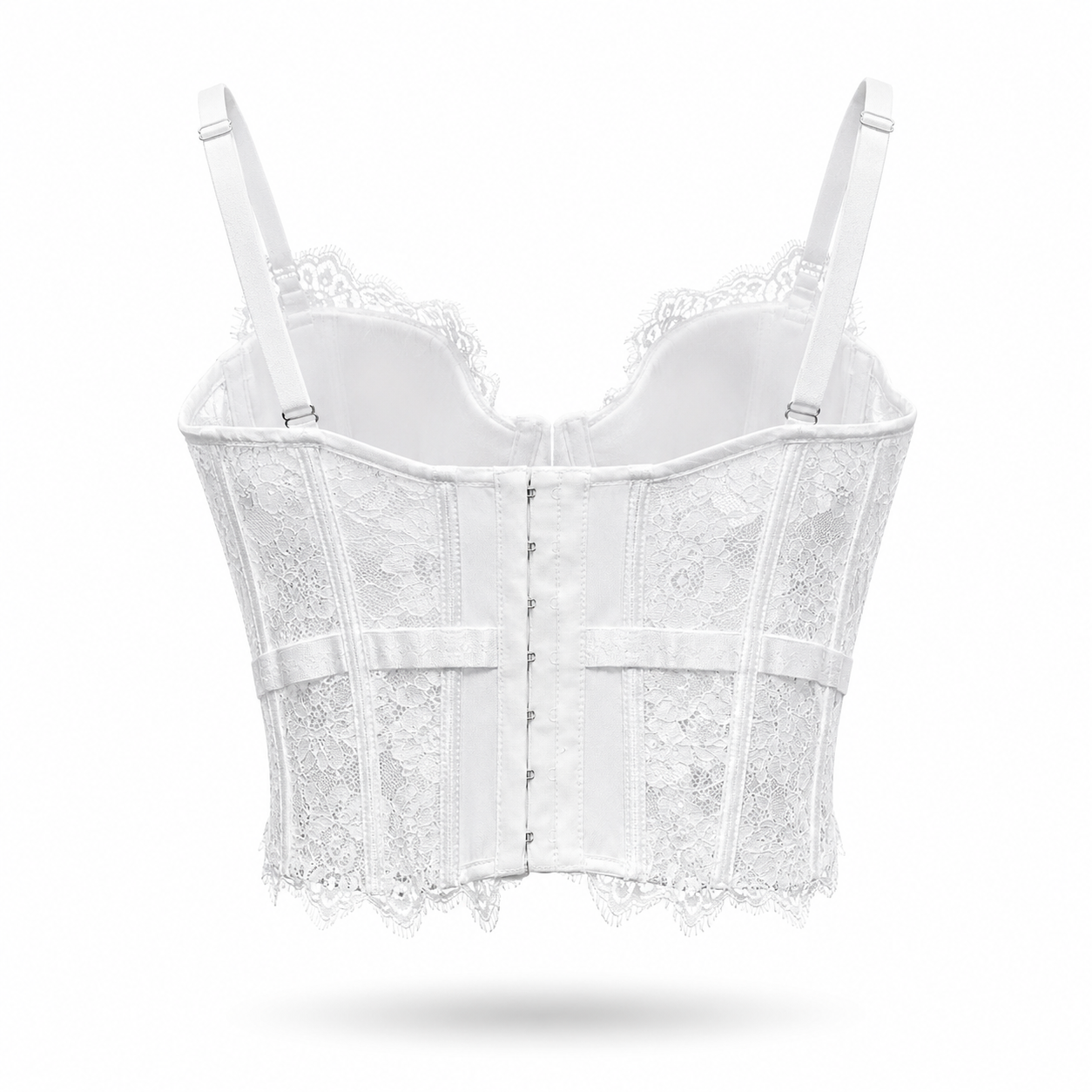 Corsetto in Pizzo da Donna con Coppe e Ferretto – Elegante Bustier Push Up 70080 Bianco S M