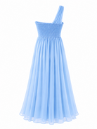 Abito Damigella Monospalla in Chiffon con Spacco Laterale