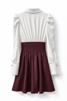 Abito Donna Elegante con Effetto Corsetto e Gonna Plissettata Camicia Strutturata Chic 89859