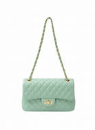 Borsa Donna Trapuntata a Spalla con Catena – Stile Italiano Elegante 9887, 27×8X16 cm Green