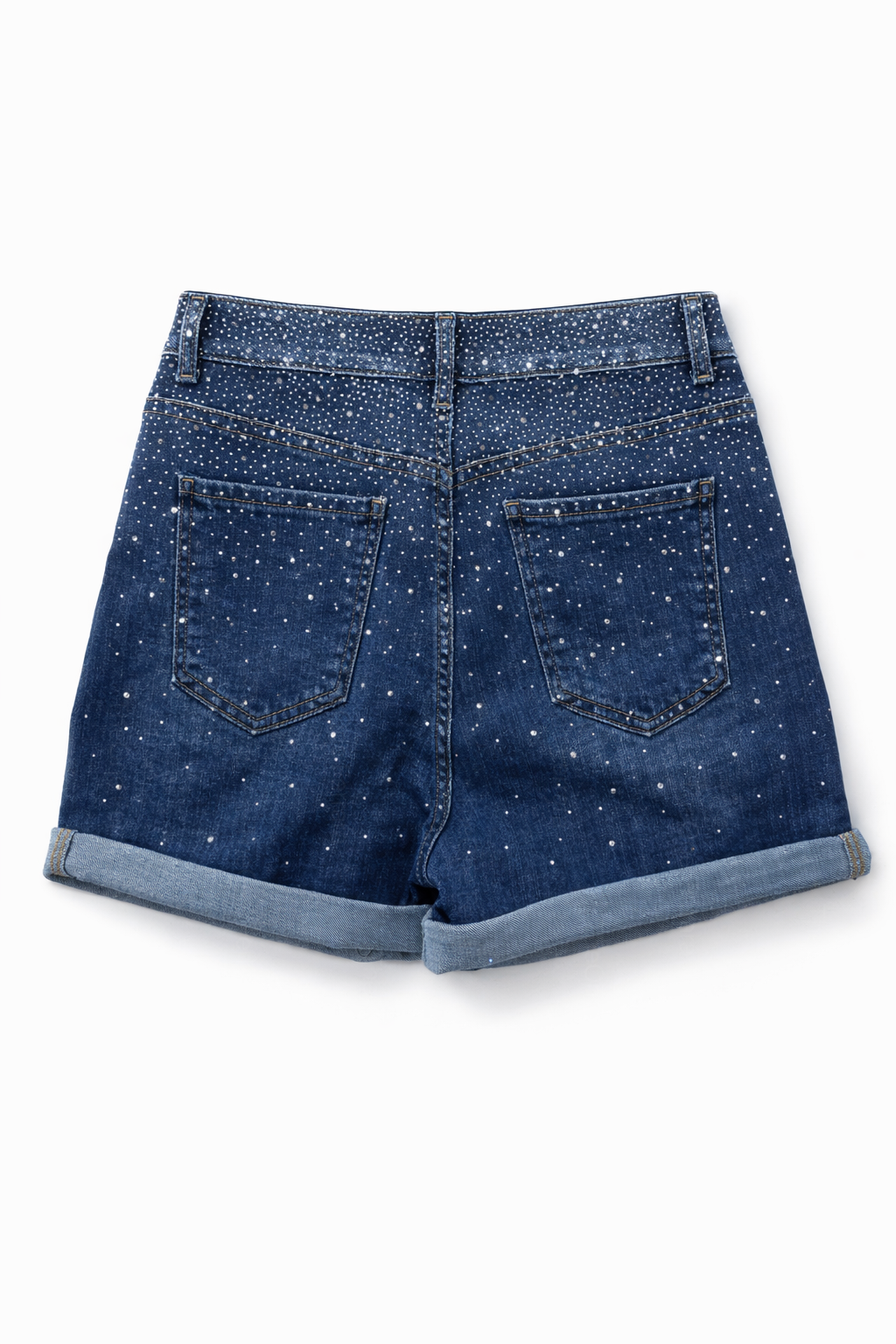Shorts Jeans Donna con Strass – Pantaloncini Denim Vita Alta Estivi Casual 7816