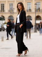 Completo Donna Elegante a Righe | Blazer e Pantaloni Wide Leg