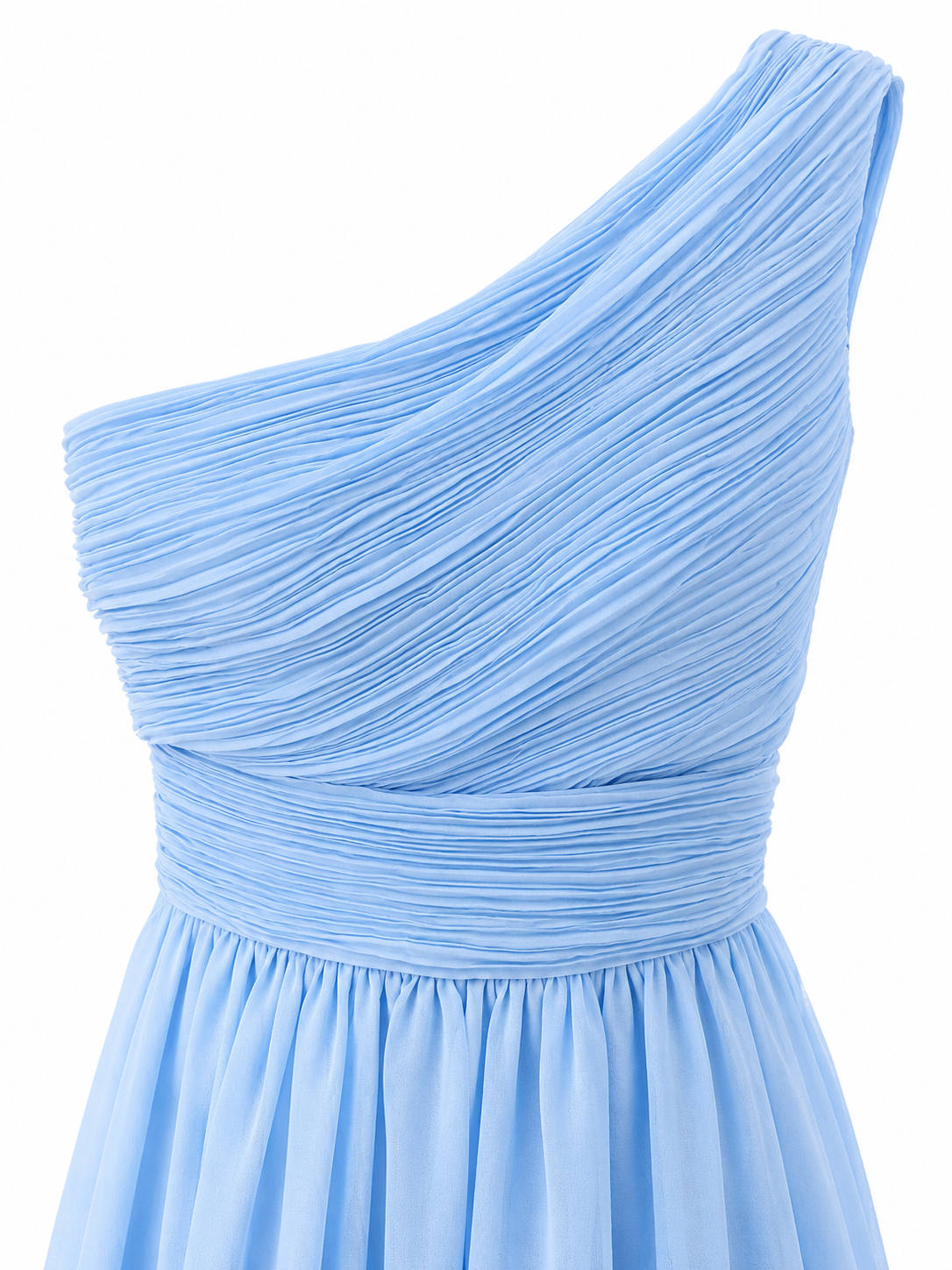 Abito Damigella Monospalla in Chiffon con Spacco Laterale