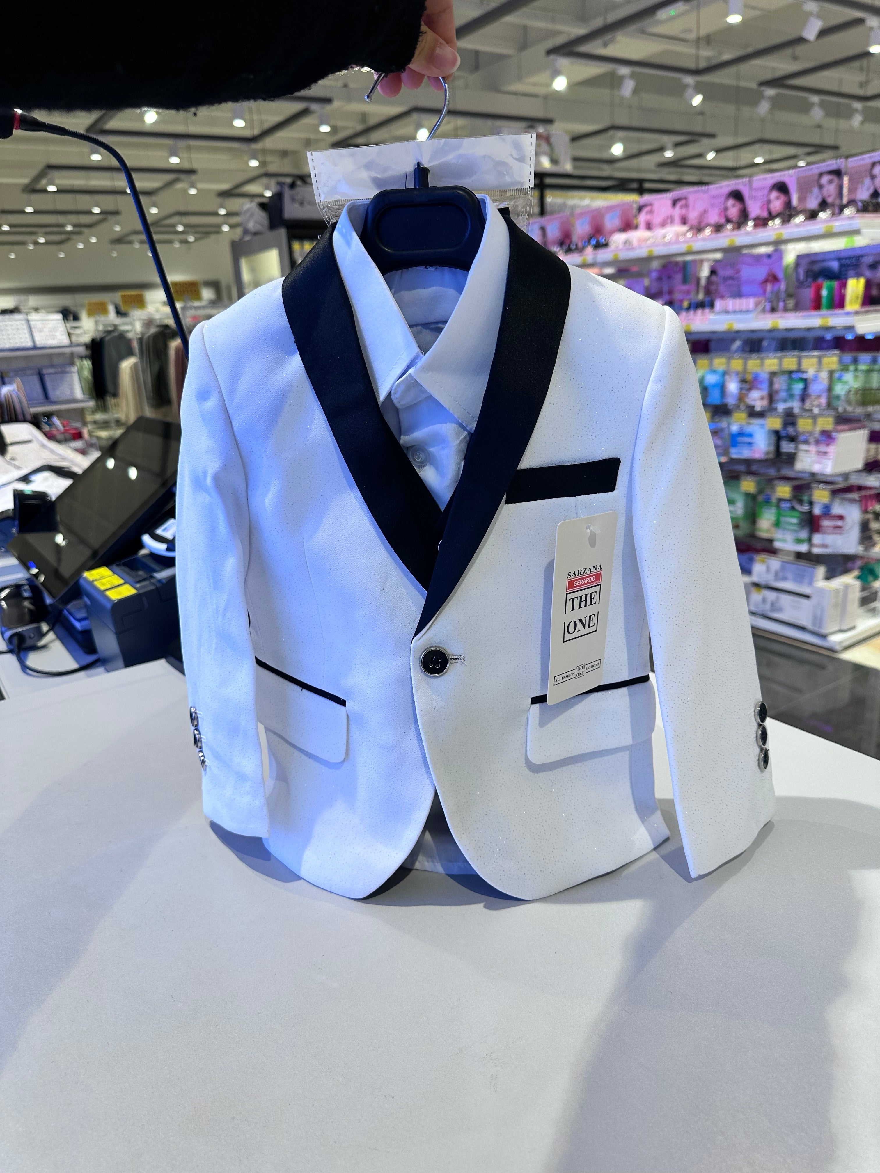 Completo elegante bambino bianco e nero 5 pezzi | 1-16 anni