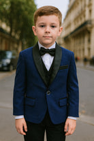 Completo Elegante Bambino Blu Notte Brillante 5 Pezzi Abito Cerimonia Matrimonio 1-14Anni