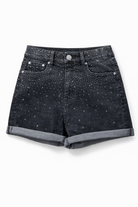 Shorts Jeans Donna con Strass – Pantaloncini Denim Vita Alta Estivi Casual 7816