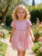 Vestito lilla bambina con perle e tulle 3M–36M Cerimonia, Compleanno, Battesimo, Damigella