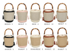 Borsa Secchiello Donna in Paglia con Manico Bamboo – Mini Borsa Estiva 18cm con Tracolla