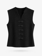 Gilet in Maglia Donna con Bottoni Decorativi – Smanicato Elegante Nero Taglia unica-40-55kg