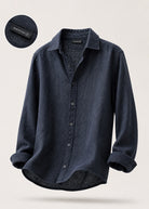 Camicia Uomo 100% Lino Naturale Made in Italy | Traspirante ed Elegante per l’Estate S-3XL Blue notte