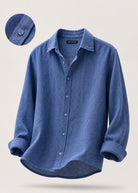 Camicia Uomo 100% Lino Naturale Made in Italy | Traspirante ed Elegante per l’Estate S-3XL Blue