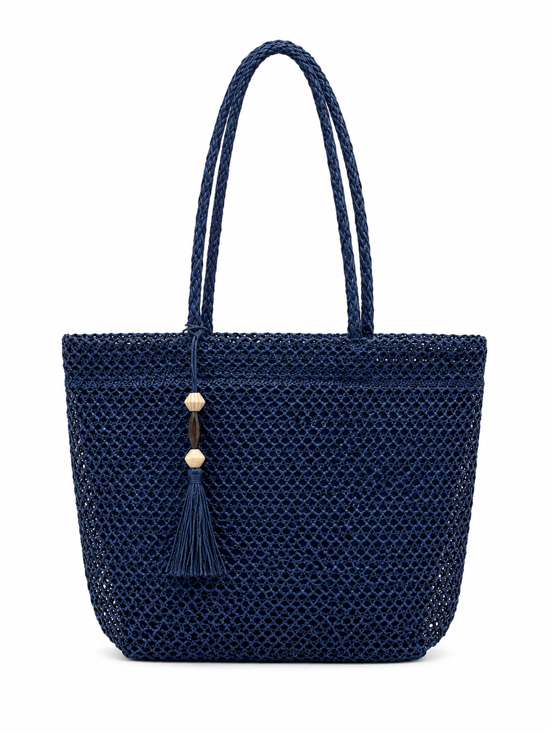 Borsa Tote Intrecciata Donna Estate 2026 | Shopper Mare Elegante Grande Capacità Blu navy L 42 × A 37 × P 10 cm