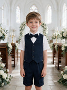 Completo Elegante Bambino Estivo 4 Pezzi con Pantaloncini Abito Cerimonia Matrimonio 1-8 Anni