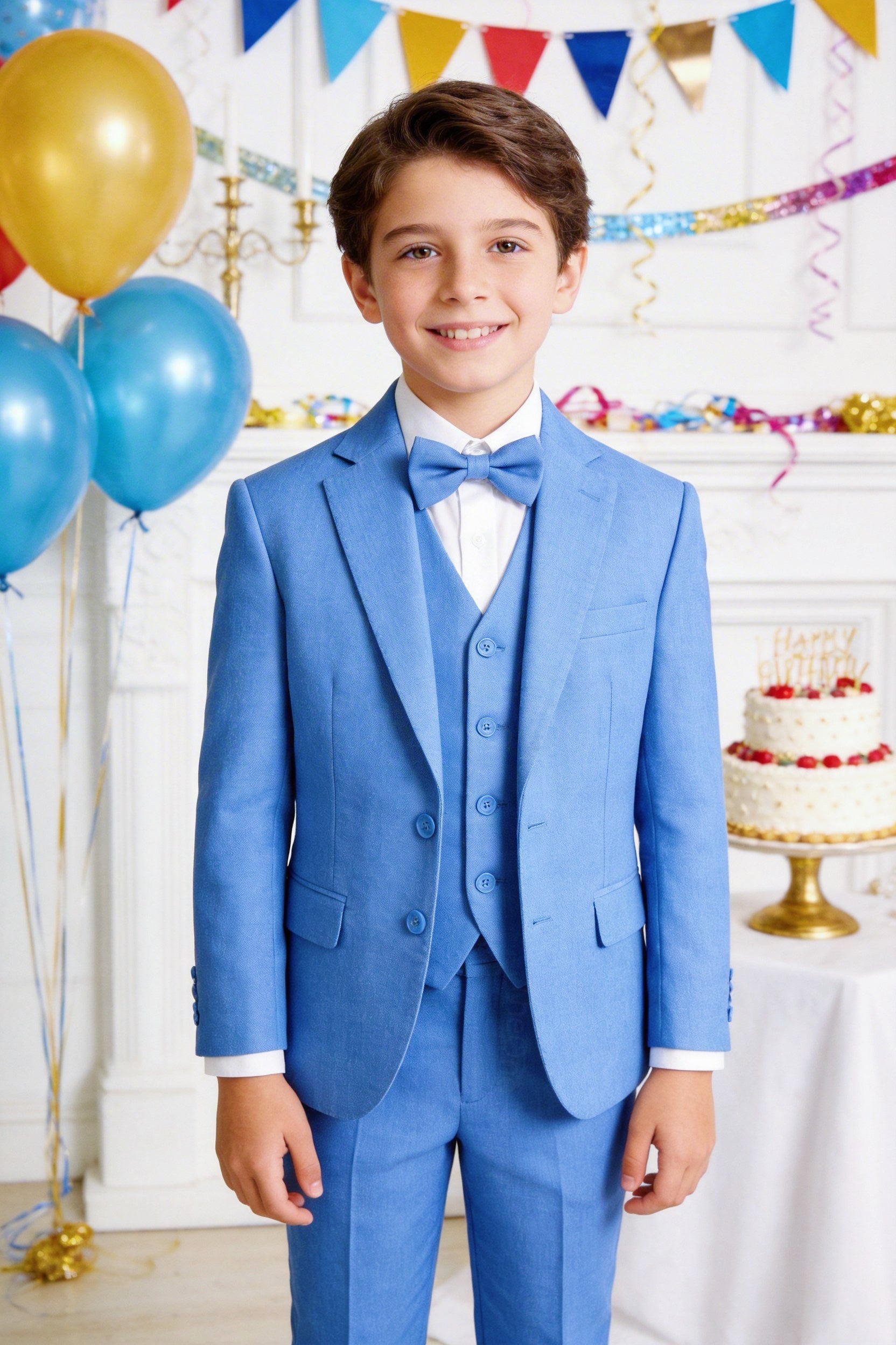 Completo Elegante Bambino Abito Cerimonia Matrimonio 5 Pezzi 1–16 Anni