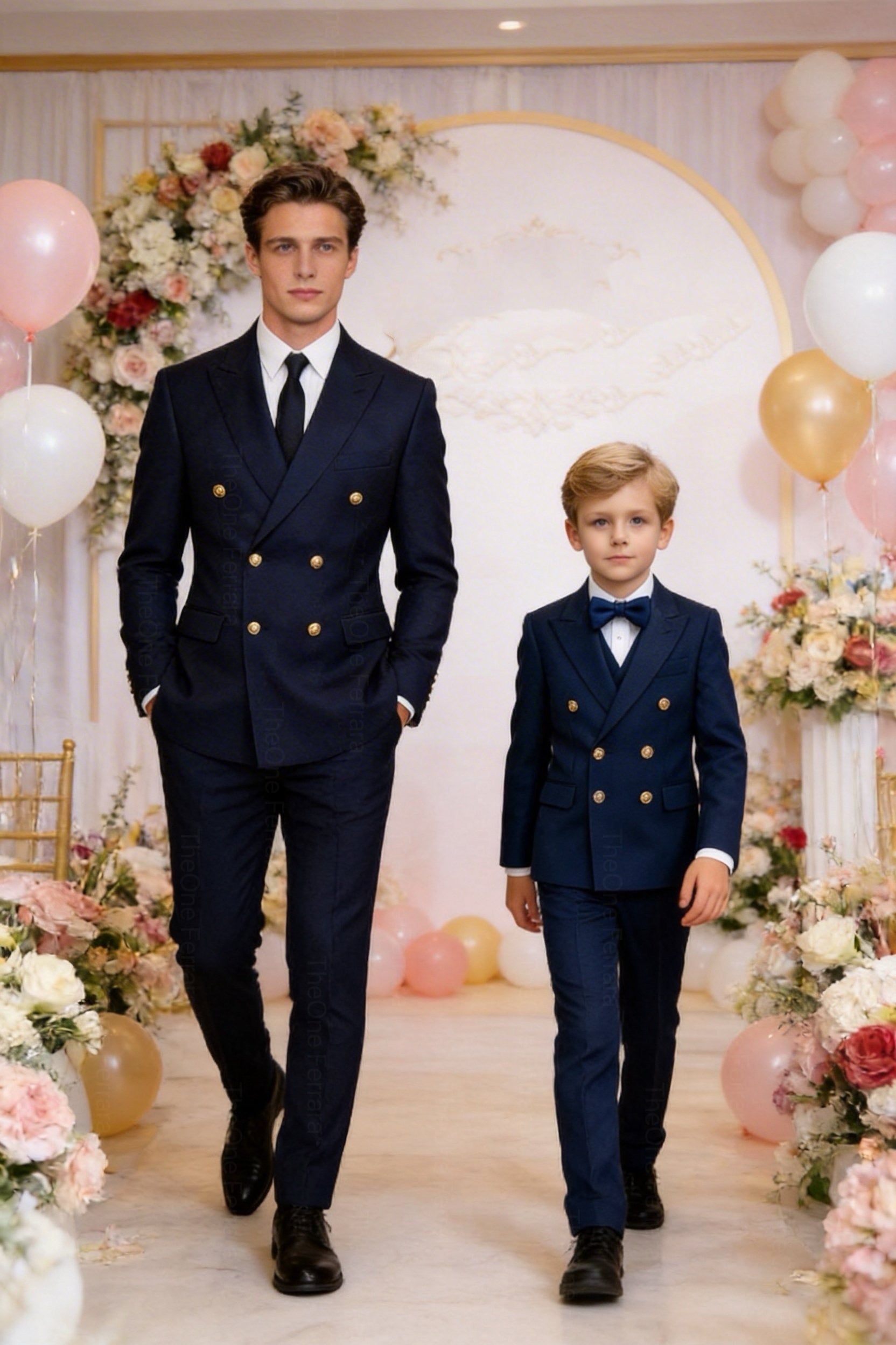 Abito da Cerimonia Bambino 1–16 Anni – Smoking Elegante Blu con Papillon-TheOne