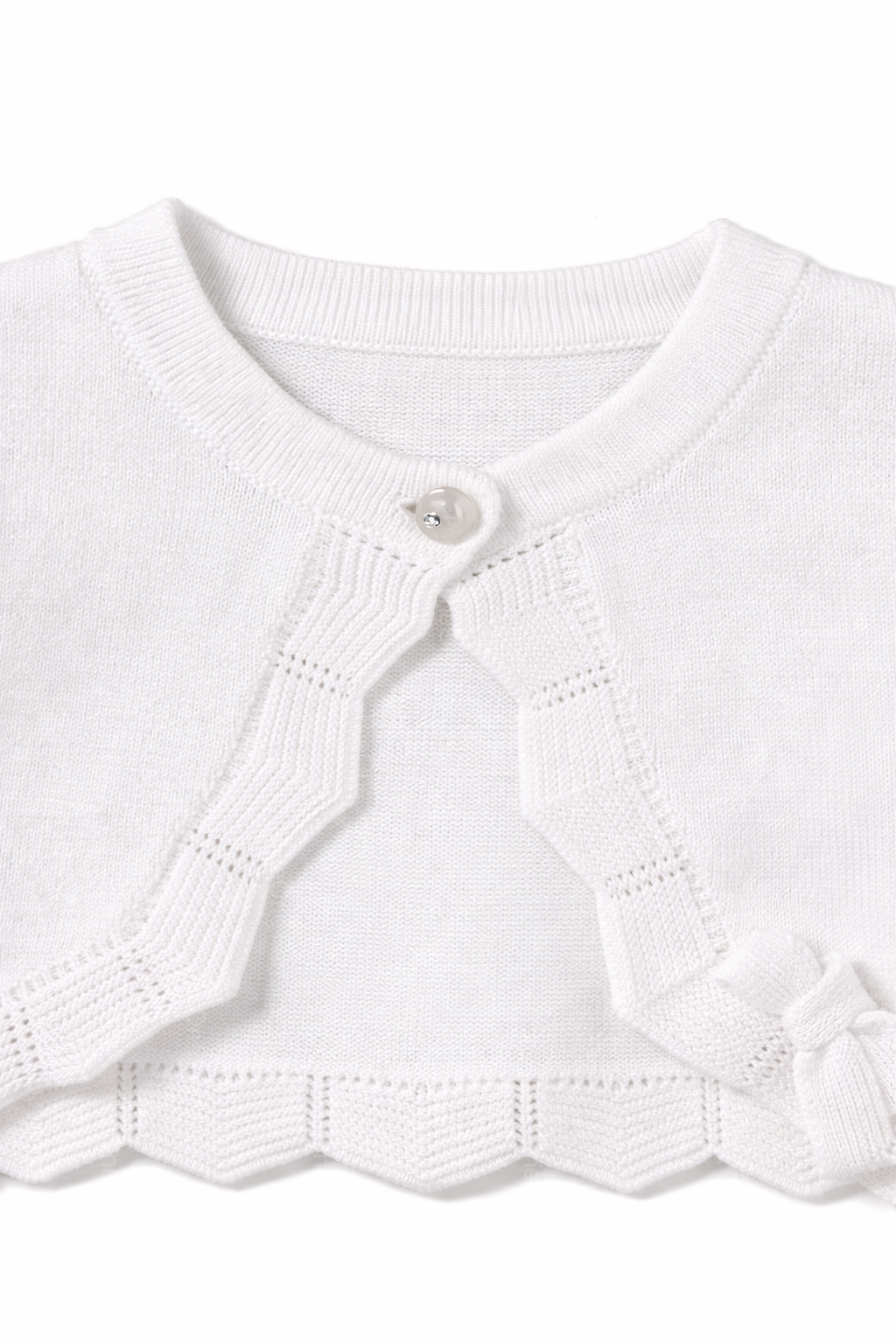 Bolero Neonata Bianco in Maglia Cotone – Coprispalle Elegante 6-36 Mesi 390