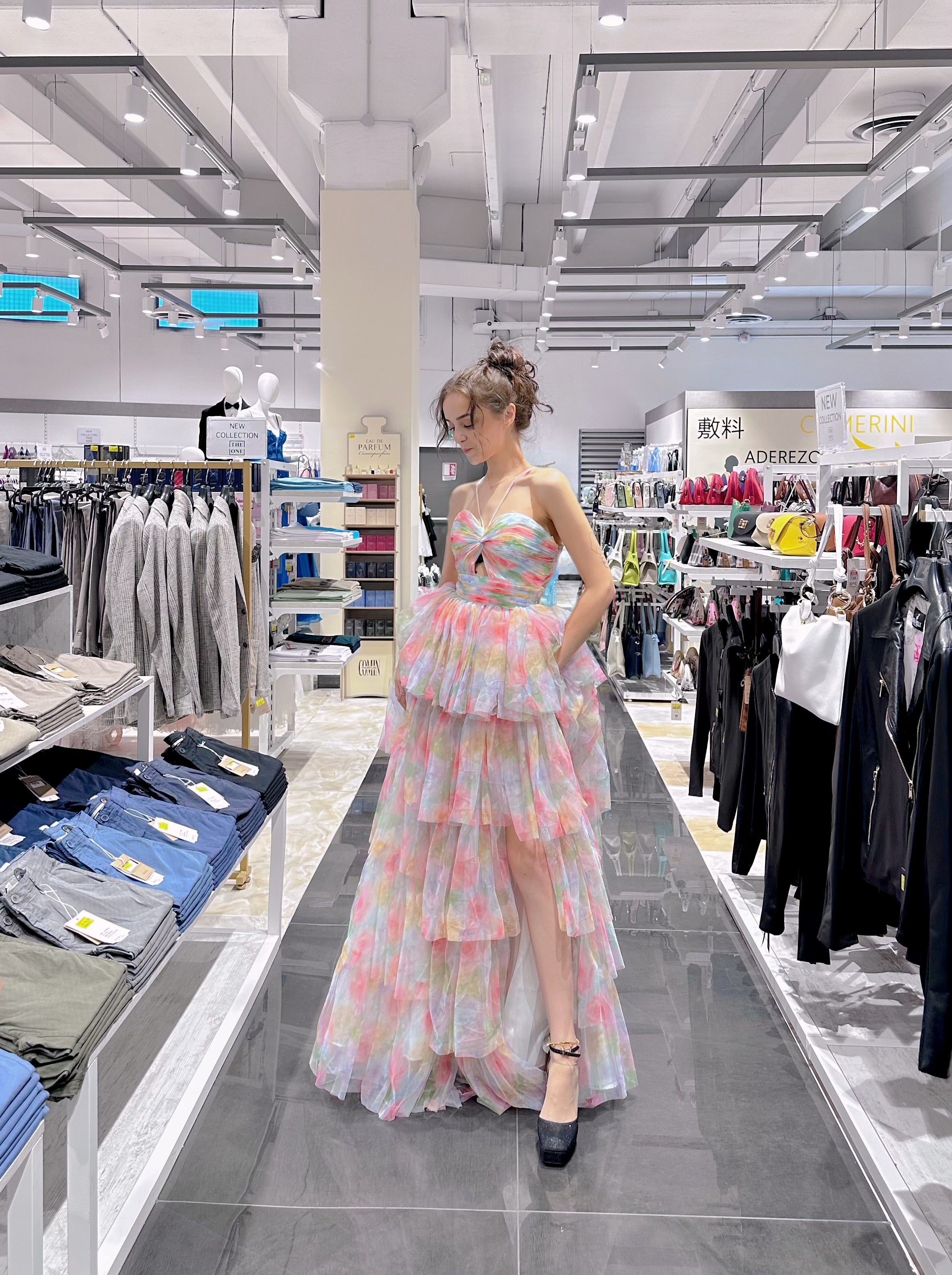Abito da sogno arcobaleno stile Fairycore | Eleganza da fata Rosa S