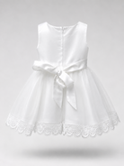 Vestito Elegante Bambina Bianco con Fiori 3D e Tulle per Cerimonia