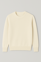 Maglione Uomo Girocollo in Viscosa - Pullover Morbido Elasticizzato-35613 Panna