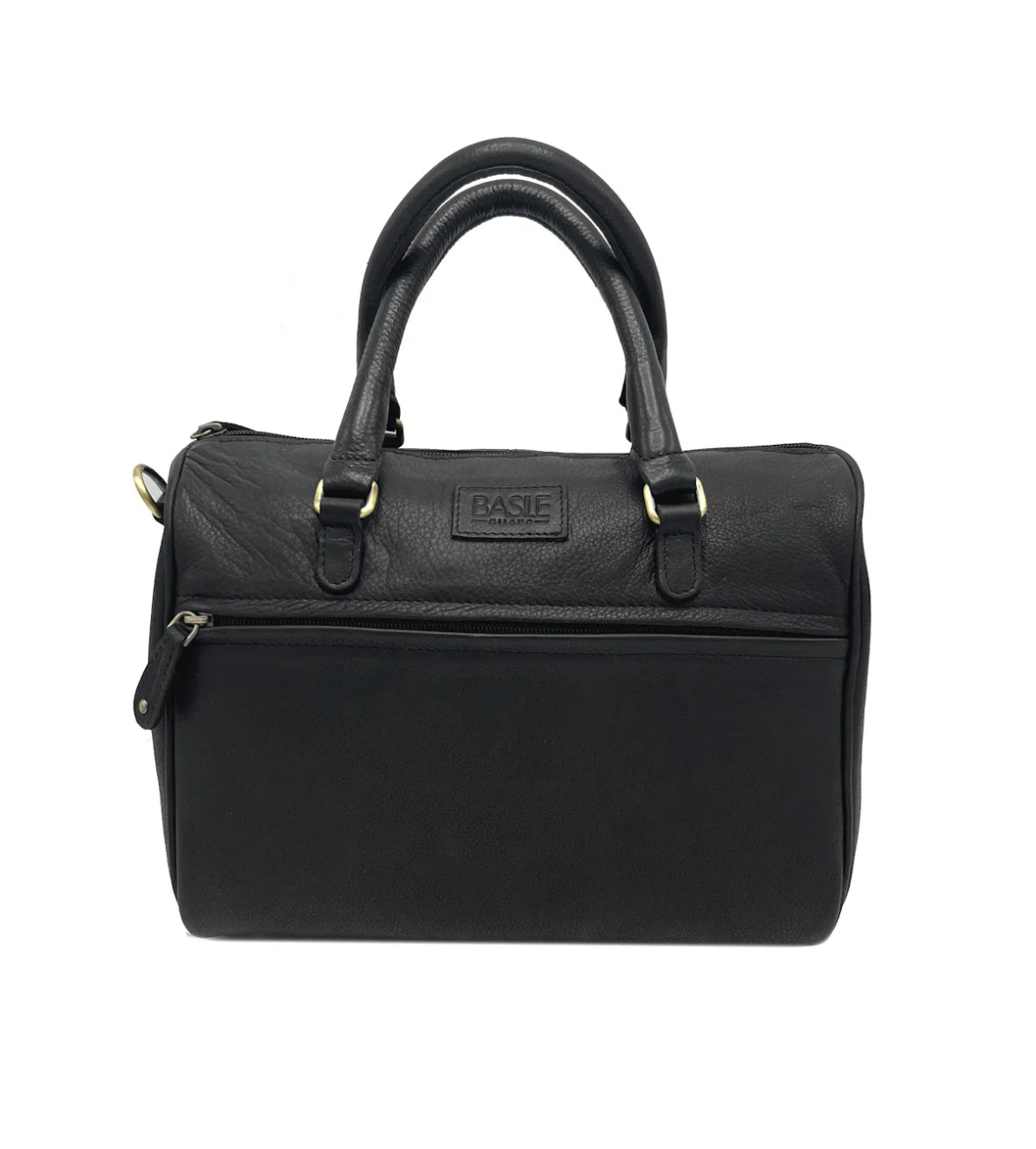 Borsa da Lavoro e Viaggio in Vera Pelle, Doppia Maniglia e Tracolla, Made in Italy – Basile Nero 28*20*15