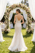 Abito da Sposa Sirena con Paillettes e Tulle – Vestito da Sposa Elegante con Scollatura Profonda e Schiena Scoperta 851016