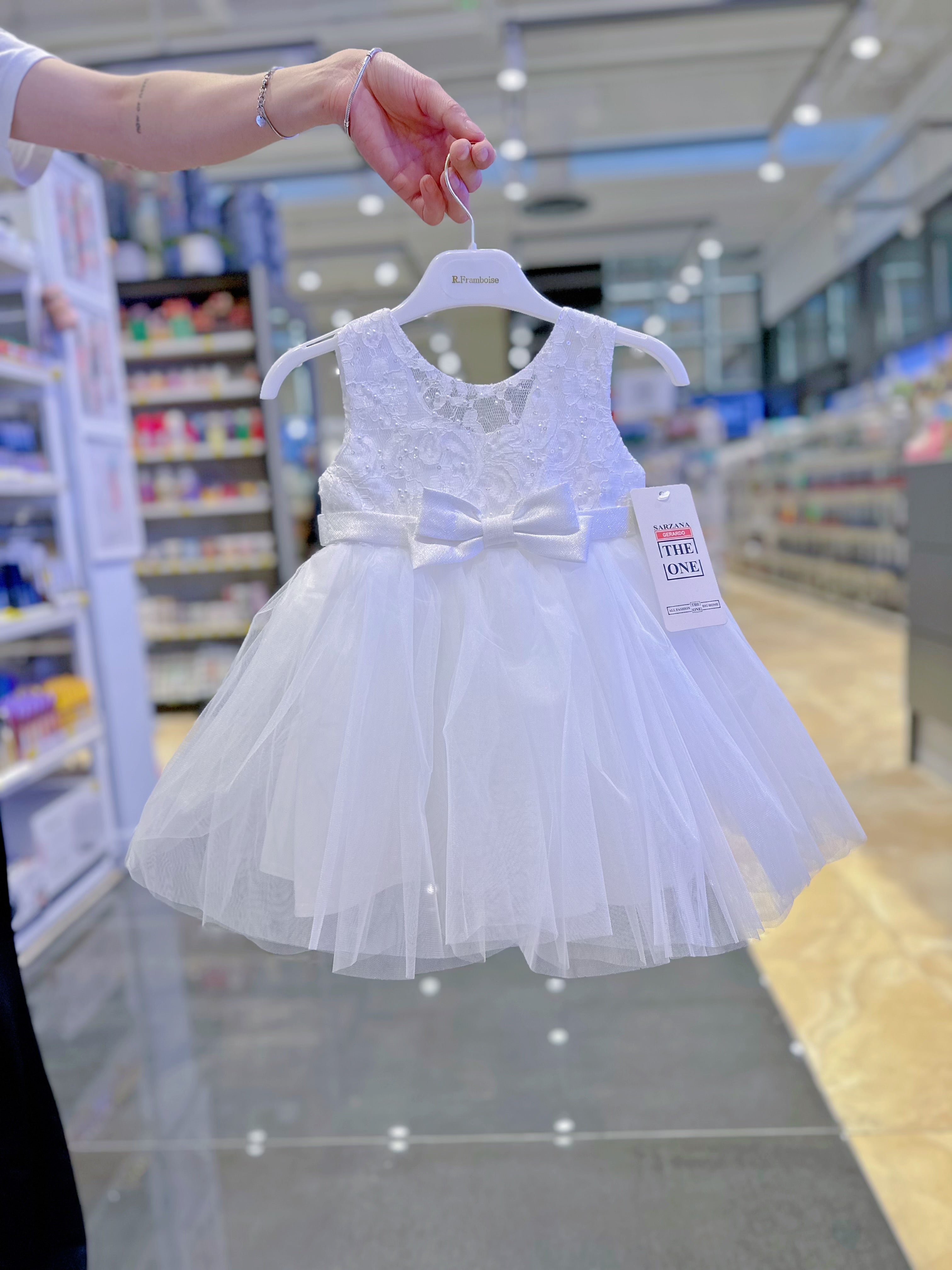 Abito da principessa per bambina - Vestito in pizzo bianco。3M-36M