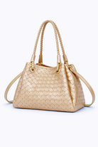 Borsa Donna Intrecciata Elegante 24.5cm – Mini Shopper con Tracolla | Stile Italiano Chic 9450 Oro 24.5X19X18cm