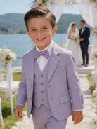 Completo Elegante Bambino Lilla 5 Pezzi con Giacca Gilet Pantaloni Camicia e Papillon
