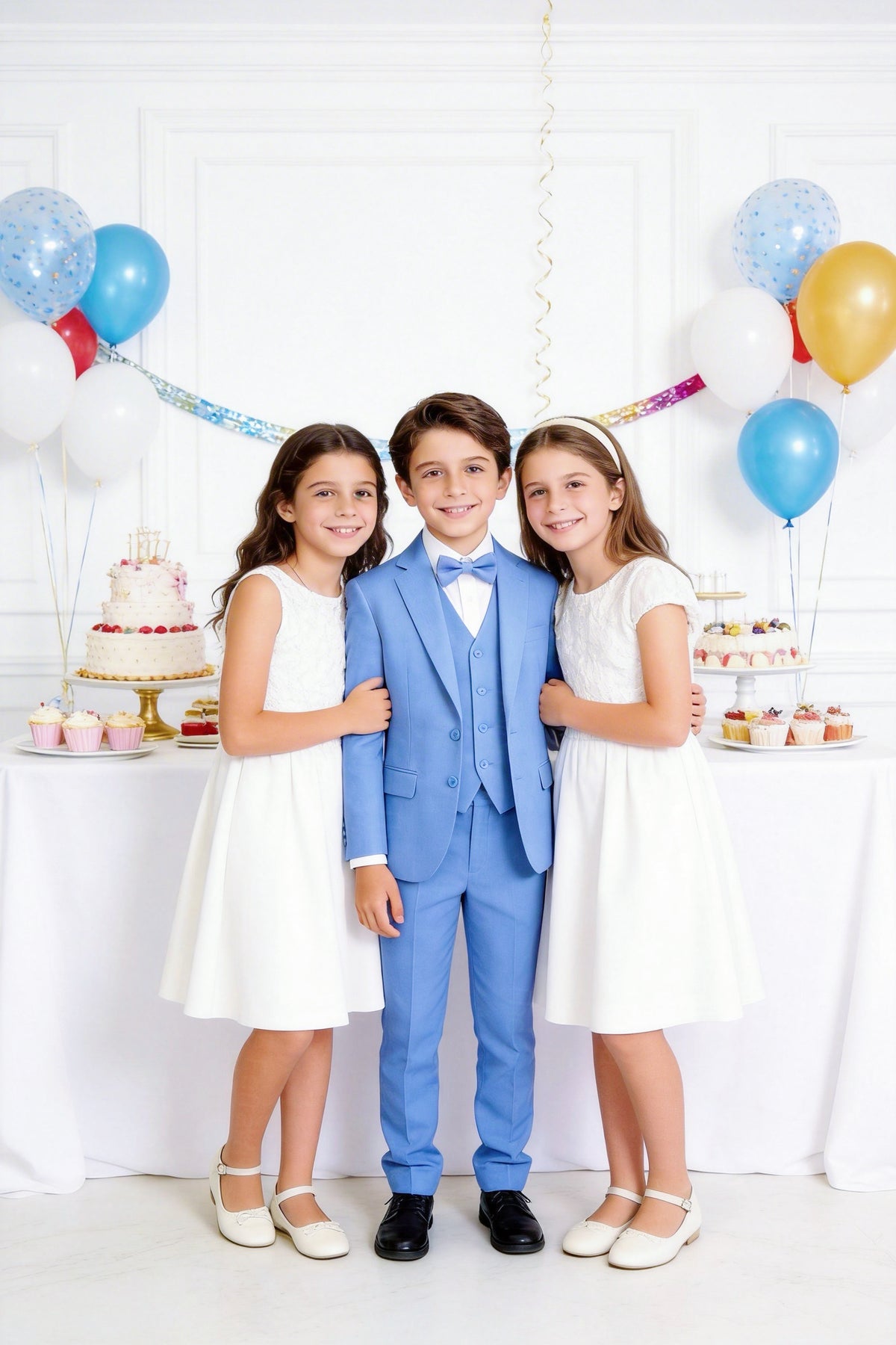 Completo Elegante Bambino Abito Cerimonia Matrimonio 5 Pezzi 1–16 Anni