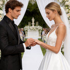 Abito da Sposa Elegante con Scollo Profondo in Pizzo – Vestito Lungo Principessa con Strascico – TheOne Ferrara -835103