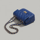 Mini Borsa Donna Trapuntata con Catena – Elegante e Compatta, Stile Italiano 9915(19×8X14cm) Blu