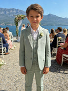 Completo Bambino Matrimonio Verde Salvia 5 Pezzi Elegante 1-16 Anni