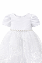 Vestito bianco bambina con perline e tulle 3M–36M Battesimo, Cerimonia, Matrimonio