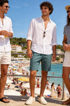 Bermuda Uomo Cotone Elasticizzato Slim Fit Turchese Estivi Casual - 7902