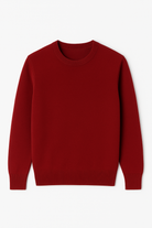 Maglione Uomo Girocollo in Viscosa - Pullover Morbido Elasticizzato-35613 Rosso