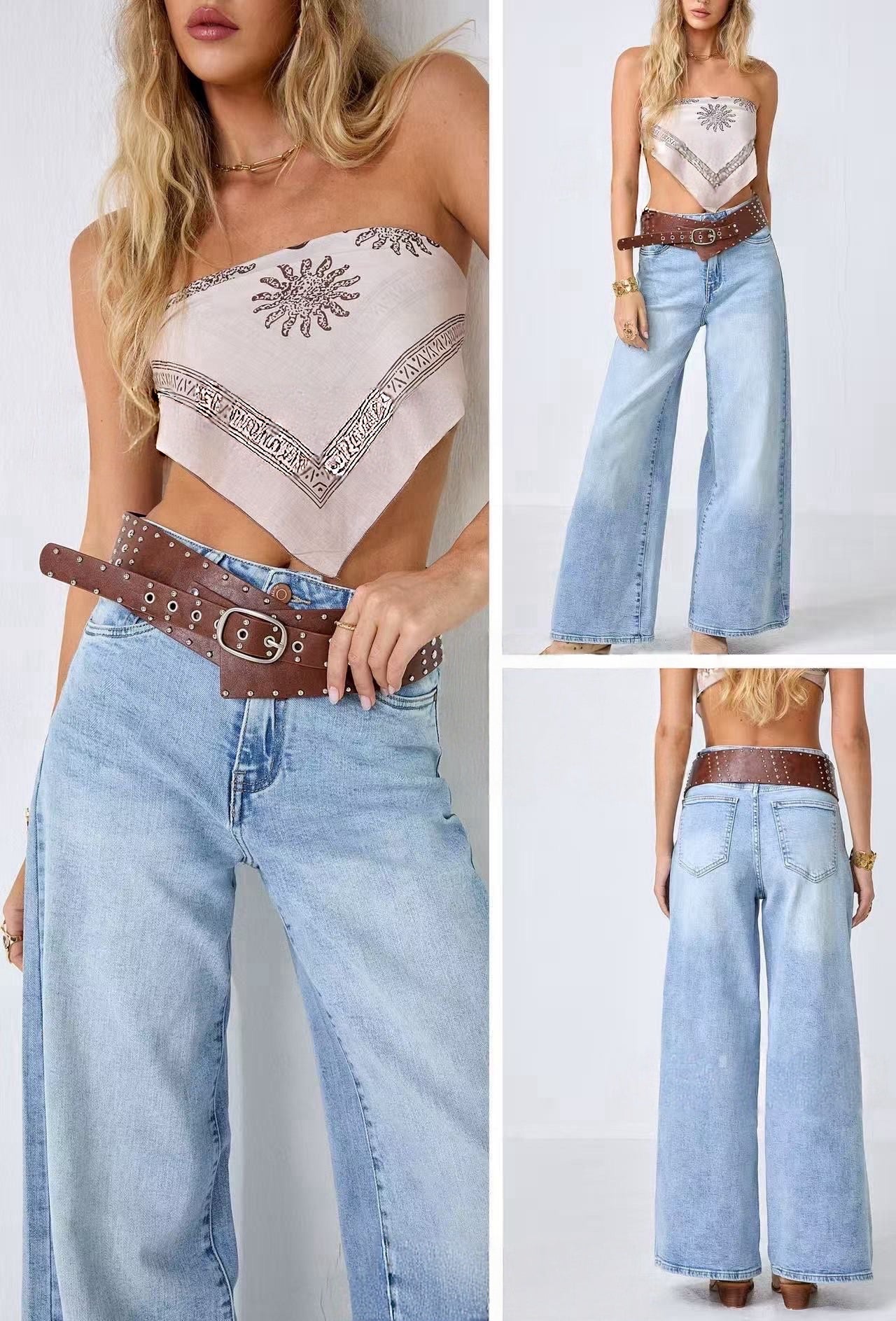 Jeans Donna Wide Leg con Cintura Inclusa – Denim Vita Alta 1747 Denim Blue
