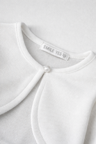 Bolero Bianco Neonata 12-36 Mesi -12 anni con Bottone Perla – Coprispalle Elegante per Battesimo e Cerimonia 5036