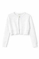 Cardigan Rosa Baby Bambina con Bottone Gioiello – Maglia Leggera Elegante 6-14 Anni Primavera Autunno 2026 -8003 Bianco
