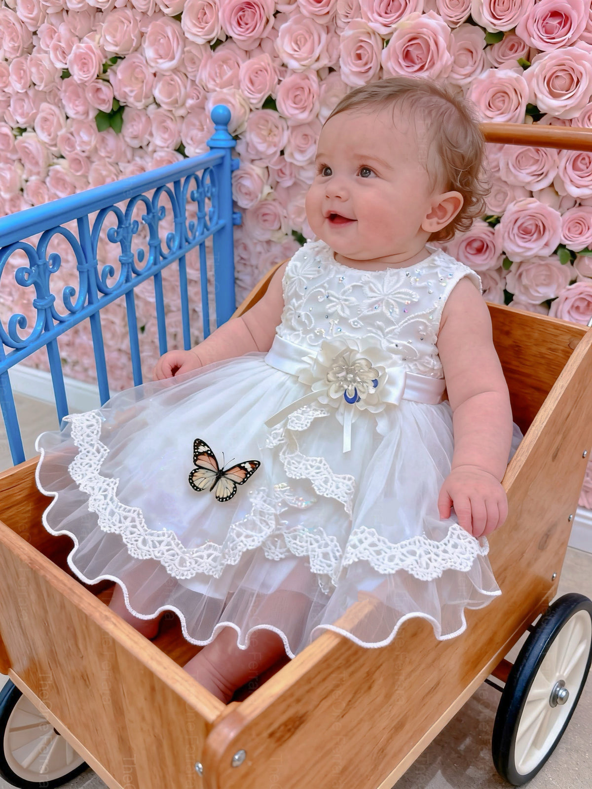 Abito da Battesimo Neonata Bianco 6–36 Mesi – Ricami con Strass, Tulle e Bordo in Pizzo | Cerimonia Chiesa 21032