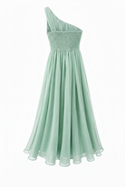 Abito Damigella Monospalla in Chiffon con Spacco Laterale