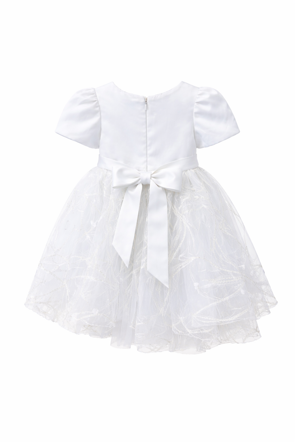 Vestito bianco bambina con perline e tulle 3M–36M Battesimo, Cerimonia, Matrimonio