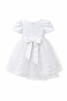 Vestito bianco bambina con perline e tulle 3M–36M Battesimo, Cerimonia, Matrimonio