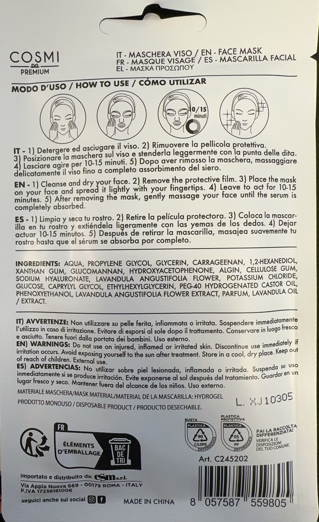 Maschera viso petali di lavanda