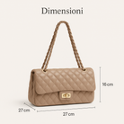 Borsa Donna Trapuntata a Spalla con Catena – Stile Italiano Elegante 9887, 27×8X16 cm Kakhi 27X8X16 cm