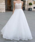 Abito da Sposa Principessa con Corsetto Nude e Strascico – Vestito Elegante in Tulle Glitter 828011