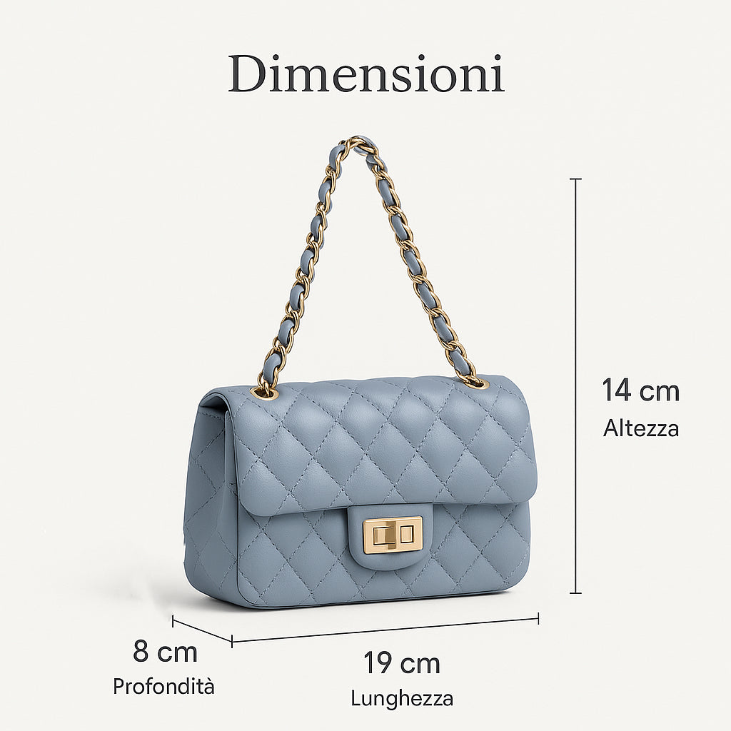 Mini Borsa Donna Trapuntata con Catena – Elegante e Compatta, Stile Italiano 9915(19×8X14cm)