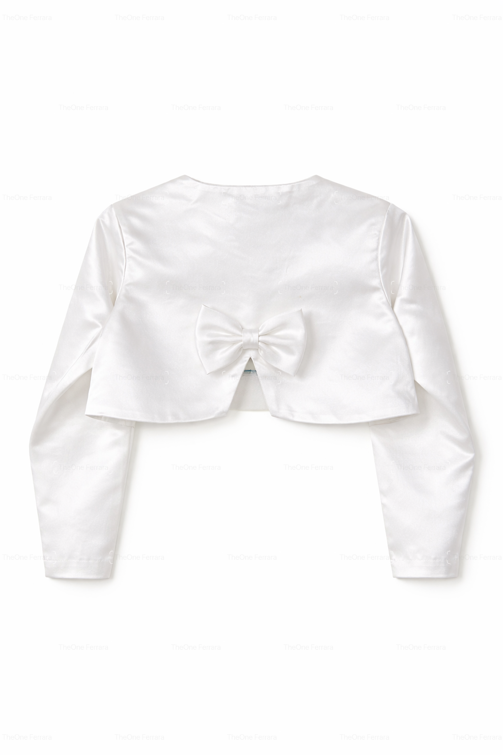 Bolero Bianco Bambina Elegante 2-14 Anni – Coprispalle Cerimonia con Fiocco Posteriore-23076