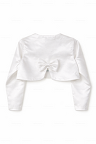 Bolero Bianco Bambina Elegante 2-14 Anni – Coprispalle Cerimonia con Fiocco Posteriore-23076
