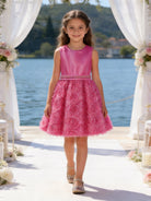 Abito Elegante Bambina 2-12 Anni – Vestito Cerimonia con Gonna 3D Floreale per Matrimonio e Comunione
