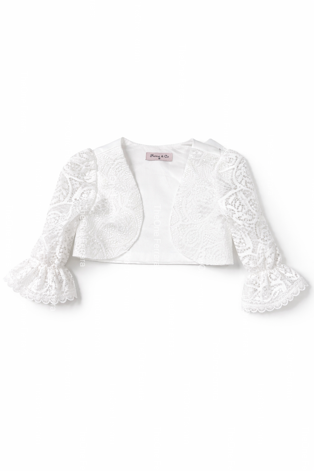 Bolero Neonata in Pizzo Bianco Elegante – Coprispalle Cerimonia 12-36 Mesi 6140 Bianco